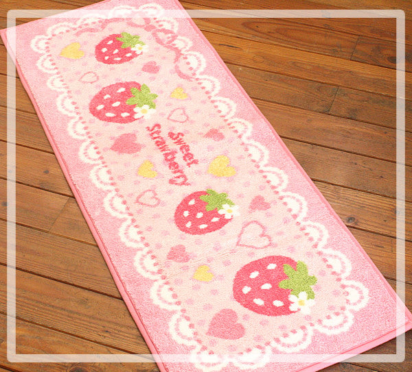 Strawberry Cat Kitchen Mats Set 2 Piece Pink Strawberry cat Decorative Rugs  for Kitchen Low-Profile Strawberry Cat Floor Mats Decorations for Home
